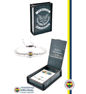 Fenerbahçe Orijinal Lisanslı Fb Logo İnce Hematit Doğaltaş Bileklik Kişiye Özel Ahşap (Gri)