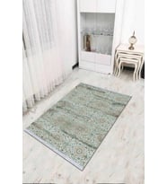 Mavi Spor Desen Dokuma Pamuk Taban Kaymaz Kilim KLM050