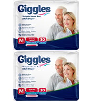 Giggles Hasta Bezi Yetişkin Bel Bantlı Tekstil Yüzey Orta - Medium (M) 60 Adet (2PK*30)