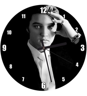 Cakatablo Siyah Arkaplan Elvis Presley Portre Duvar Saati