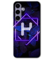 Galaxy S24 Plus Kılıf HD Desen Baskılı Kılıf - Dark Neon Yaprak H Harfi