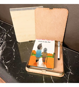 En İyi Anneye Hediye Ahşap Kutulu Defter Kalem Set