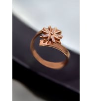 925 Ayar Gümüş Rose Kaplama Zirkon Taşlı Dönen Güneş Yüzük