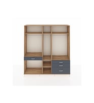 Hyperion Dolap 7 Raflı 4 Çekmeceli 3 Askılı 220x44x243 Çam-Çam/Antrasit