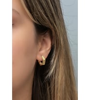 925 Ayar Gümüş Gold Kaplama 15 mm Beşgen Küpe