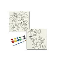 Okul Etkinliği-2'li Tuval Boyama Seti. 20x20 Cm Uv Baskı 6 Akrilik Boya 1 Fırça-model-406