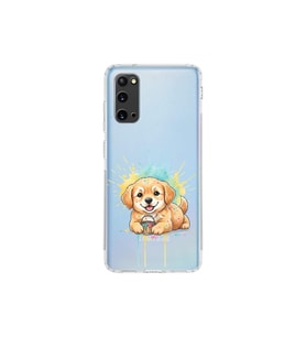 Samsung Galaxy S20 ile Uyumlu Splash Köpek Tasarımlı Şeffaf Silikon Kılıf
