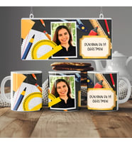Kişiye Özel Fotoğraflı Yazılı Öğretmen Kupa Hediyesi, 1 Fotoğraflı Yeşil Tahta Temalı Kupa Bardak, 330ml, Beyaz (Doğal Beyaz)