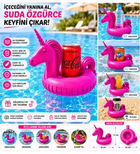 Unicorn İçecek Bardaklığı – Deniz ve Havuz Keyfinin En Sevimli Hali!