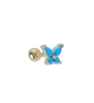 Turkuaz Taşlı Mini Gold Gümüş Tragus
