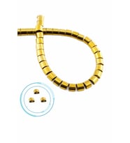 Hematit Doğal Taş Parlak Gold Bombeli Kesim Çift Delikli 6x6mm Dizi