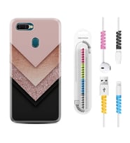 Oppo A5S A15 A16 A54 A55 A73 A74 Kılıf Kablo Koruma Spiral Silikon Great Marble 1405