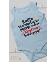 Kalite standartlarım mesajlı Sıfır Kollu Bebek Zıbını %100 Pamuk