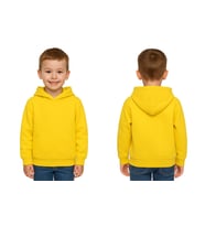 Unisex Düz Baskısız Çocuk Sweatshirt Kapüşonlu 3 İplik Şardonlu Kumaş (Sarı)