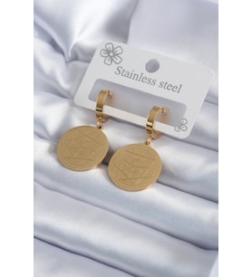 316L Çelik Gold Renk Pentagram Yıldızı İşleme Model Kadın Küpe 5886 - SSSSSS7606-9017