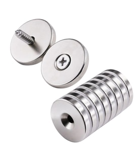 50 Adet 25X10/5X5,5 Mm Neodyum Mıknatıs Havşa Delikli Magnet Vida Atılabilir N35 Nikel Paslanmaz (