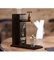 BK Gift Aynalı Altın Kabartma Musluklu Doğal Siyah(Ebony) Ahşap Vodka Standı, Home Bar, İçecek Dispenseri, Ahşap İçecek Çeşmesi-2