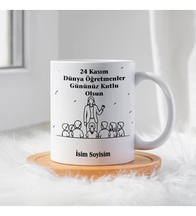 Öğretmenler Günü İçin Kişiye Özel Porselen Kupa Bardak - BY-KP-0000278 (Beyaz)