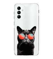 PrintiFy Samsung Galaxy M13 ile Uyumlu 1mm Slim Fit Kedi 3 050d Baskılı Şeffaf  Kılıf