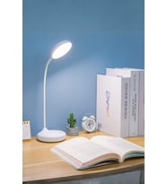 Şarjlı Dokunmatik 20 Led Çalışma ve Okuma Masa Lambası, Esnek ve Beyaz (Krem)