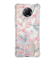 Xiaomi Poco F2 Pro Köşe Korumalı Antişok Kapak Floral Kırmızı Tasarımlı Şeffaf Silikon Kılıf