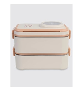 UZSPACE VGN-8023-8052 PASLANMAZ ÇELİK YEMEK KABI 2 KATLI BÖLMELİ - LUNCH BOX 1200 ML PEACH WHITE