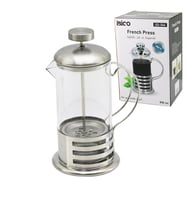 FRENCH PRESS METAL KAFES - METAL KAPAK 800ML CAM BİTKİ SÜZGEÇİ (5343)