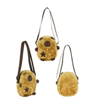 Capybara Kahverengi Çapraz Askılı Peluş Çanta 17x20x5