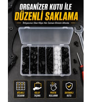 Profesyonel Oto Klips Tamir Seti 6 Farklı Model Plastik Sabitleme Pimi Organizer Kutulu