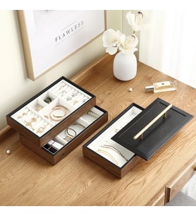 VALTURKEY 3-Layers Luxury Wood Jewelry Box
