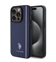 Apple iPhone 15 Pro Uyumlu Kılıf U.S. Polo Assn. Orjinal Lisanslı Üç Renk Şerit Tasarımlı Baskı Logolu Kapak (Lacivert)