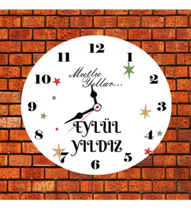 Arkadaşa Özel İsimli Noel Duvar Saati Kişiye Özel