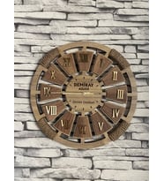 Kişiye Özel Halatlı Dekoratif Ahşap Duvar Saati 40 cm