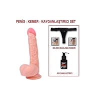 25,5 cm Belden Bağlamalı Realistik Dildo Penis Set