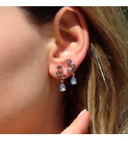 Mistik Topaz Taşlı Damla Rose Gold Kaplama Gümüş Küpe