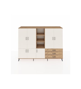 Hyperion Dolap 11 Raflı 3 Çekmeceli 7 Kapaklı 220x44x163 Çam-Aytaşı/Çam