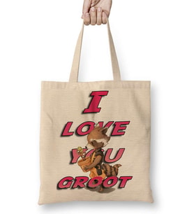 I Love You Groot Bez Çanta Uzun Saplı