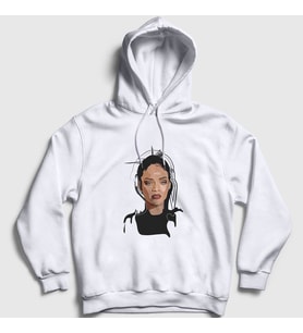 Presmono Unisex Beyaz Cool Rihanna Kapüşonlu Sweatshirt 331757tt