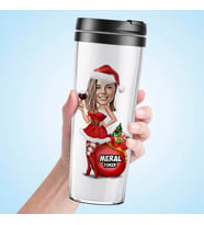 Kişiye Özel Noel Kızı Karikatürlü Termos Bardak