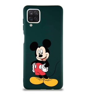Samsung Galaxy A12 Soft Premier Kapak Mickey Mouse-E Tasarımlı Silikon Kılıf - Yeşil (Şeffaf)