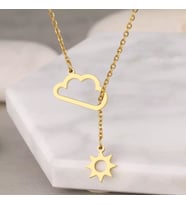 Kişiye Özel 925 Ayar Gümüş İç İçe Güneş Bulut Kolye (Gold)