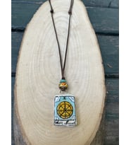 Tarot Kartı Tasarım Seramik Kolye - Kader Çarkı