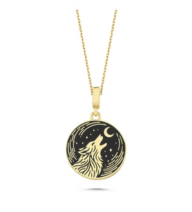 Mineli Bozkurt Altın Kaplama Kolye RZ28 (Gold)