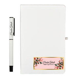 Öğretmene Hediye Kişiye Özel Hazırlanmış Beyaz Defter ve Kalem Seti