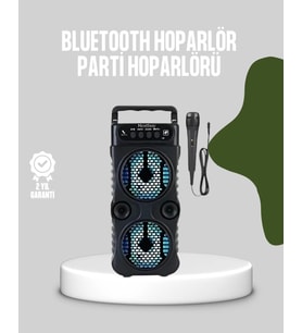 Bluetooth Bağlantılı LED Işıklı Taşınabilir Hoparlör – 1200 mAh Şarjlı, FM Radyolu