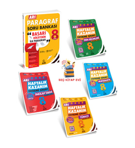 Arı Yayıncılık ARI YAYINCILIK 8. Sınıf Arı Paragraf Soru Bankası-Türkçe-Matematik-Fen-İnkilap Kazanım Deneme (Çok Renkli)