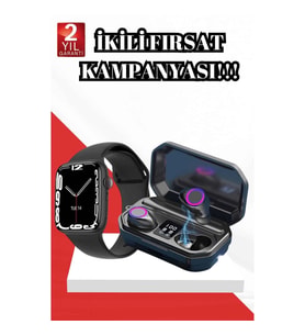 Mey İthalat® 2025 Model Akıllı Saat ve Bluetooth Kulaklık 5.0 Bluetooth Bağlantılı Dokunmatik Ekran