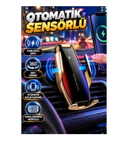 Otomatik Sensörlü Kablosuz Şarjlı Araç Telefon Tutucu 360 Derece Döner Havalandırma Montajlı