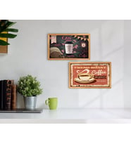 BK Home Coffee Tasarımlı Dekoratif 2'li Retro Ahşap Tablo-12