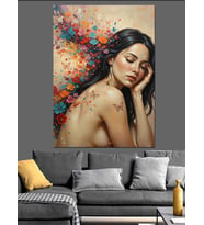 Kadın Yüzü Soyut Sanat Dekoratif Kanvas - Mdf Ahşap Tablo